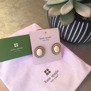 Kate Spade Faux Ivory Stone/Diamond Stud Earrings